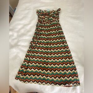 Colorful Chevron Strapless Dress